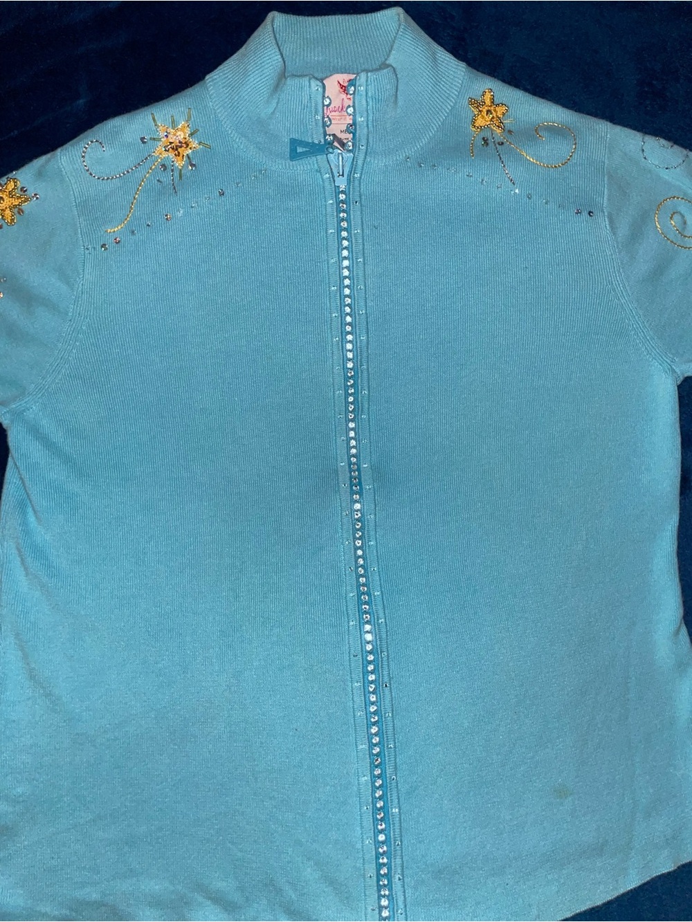 Quacker Factory Light Blue Embellished Sweater Top Set - Picture 4 of 9